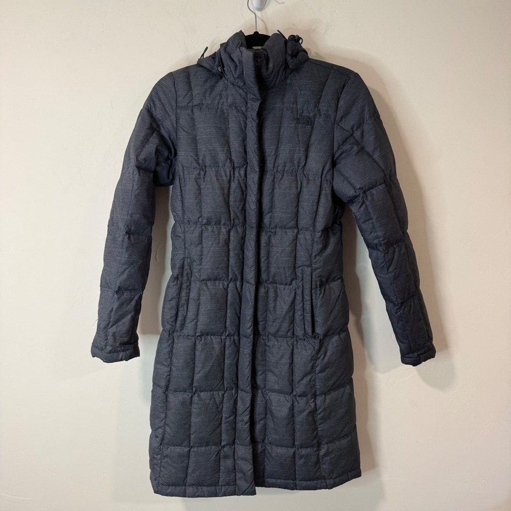 The North Face Womens Metropolis Parka XS Blue Gray Quilted Down Coat Parka